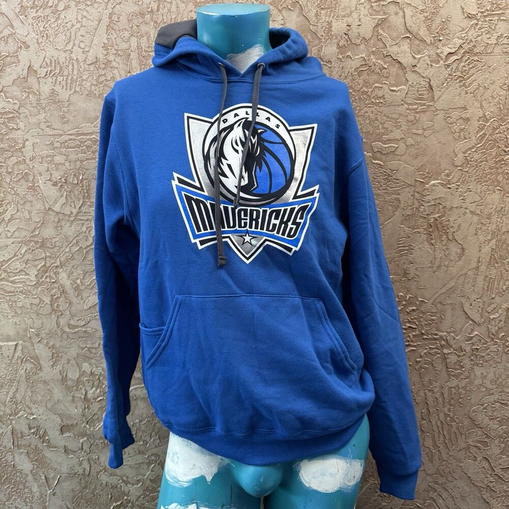 Dallas Mavericks Hoodie Small Blue Pullover Logo Sweathshirt Fruit Of The Loom